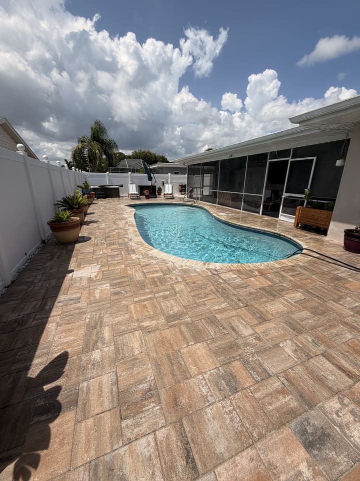 Completed pool deck transformation in Tampa Bay